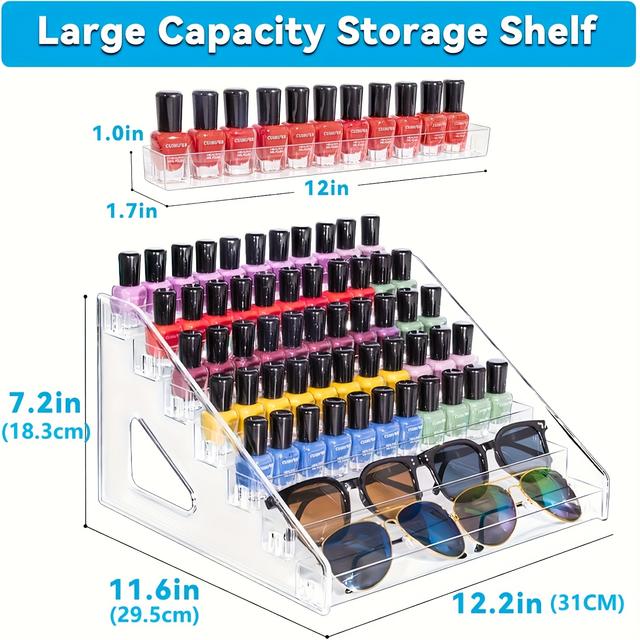 TEMU Multifunctional Acrylic Organizer, Suitable For Nail Polish, Cosmetics, Fashion Glasses, And Essential Oils - , Durable Display Rack With Polished Surface, Perfume Organizer