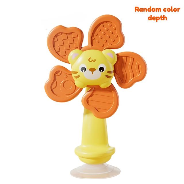 TEMU Baby Suction Cup Windmill Toy - Manual Rotating Wind- Spinner With & Bear Animal Shapes, Sensory Motor Skills Development, Windmill Rotation For, Travel-friendly