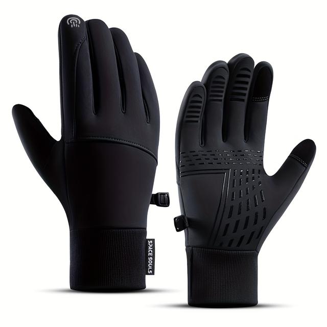 TEMU Winter Windproof And Warm Gloves With Fleece, Cold-proof Touch Screen Riding Gloves For Outdoor Sports Skiing Running Driving Anti-slip Gloves