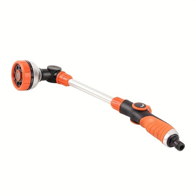 TEMU Long Tube Nozzle Sprayer 8 Mode Multifunctional Garden Hose Wand Lightweight Aluminum Alloy Watering Wand For Home Garden, Car Washing, Made Of Abspr Material, Comfortable To Hold