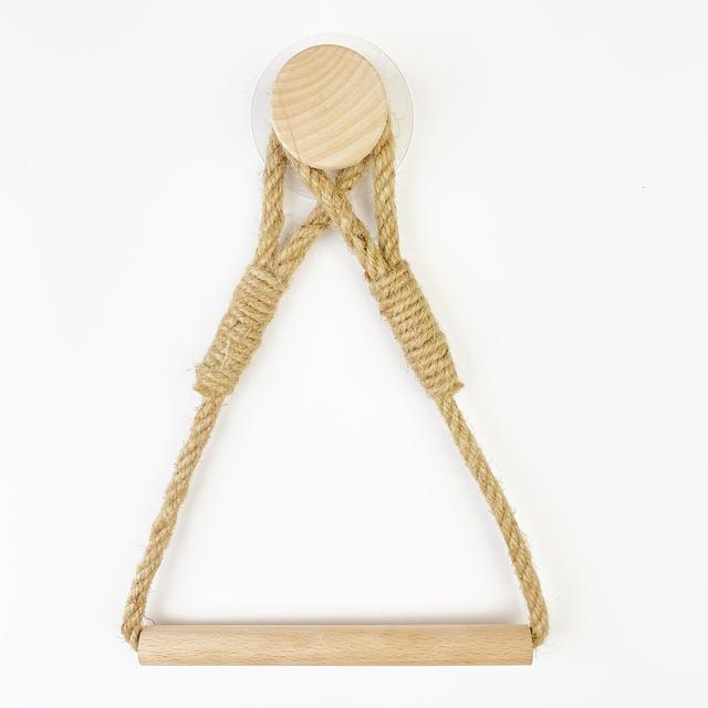 TEMU 1/2pcs Creative Solid Wood Natural Rope Towel Rack, Tissue Holder, Storage Shelf, Industrial Rustic Style Bathroom Hook