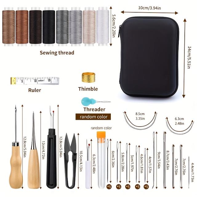 TEMU 50pcs+32pcs Parts (50pcs Threads & 32pcs Needles) Heavy-duty Upholstery Repair Sewing Kit Suitable For Car Sofa Shoe Repair, Diy Craft, Hand Sewing With Awl & Needles, Portable Sewing For Fabric