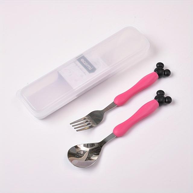 TEMU 2pcs, Fork And Spoon Cutlery Set, Adult Stainless Steel Fork And Spoon Two-piece Set Portable Fork And