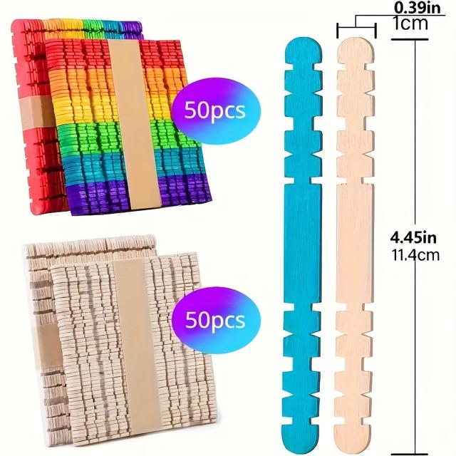 TEMU 100pcs Of Colorful Wooden Craft Sticks For Decoration, Suitable For Projects, Decorations, Holiday Parties, And Artistic Activities