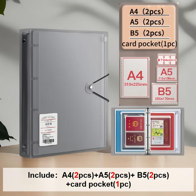 TEMU Ein Mehrgrößen-Dokumentenaufbewahrungsalbum mit A4/B5-Loose-Leaf-Design, geeignet für die Organisation wichtiger Dokumente, Rechnungen und Dateien in Büro- und Heimumgebungen.