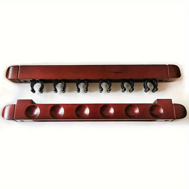 TEMU 1set Wooden Billiard Cue Rack, Billiard Pool Cue Stick Holder, Wall-mounted Billiard Rod Rack For Storage