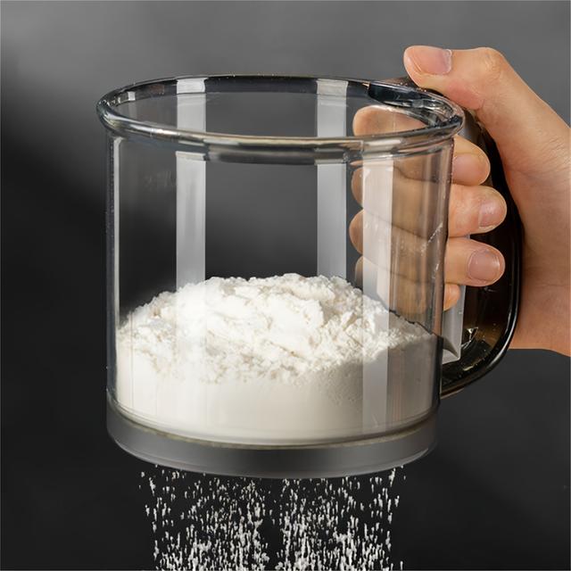 TEMU 1pc Flour Sieve, Semi-automatic Handheld Flour Sieve, Baking Tool, Hand Flour Drying Filter Screen, Spring Pressing Handle