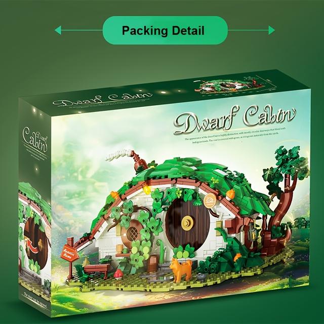 TEMU 1088-teiliges MOC Zwerggarten Szenen-Baustein-Set, Cottage-Modell Spielzeug für Filmbegeisterte - Exquisite Geschenkbox (Batterien nicht enthalten)