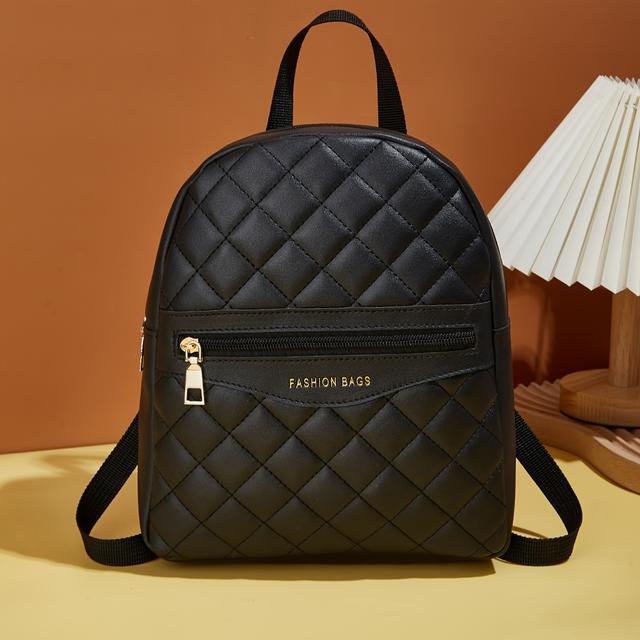 TEMU Fashionable Women's Black Backpack, Versatile And Spacious Casual Bag, Trendy And Practical For Books