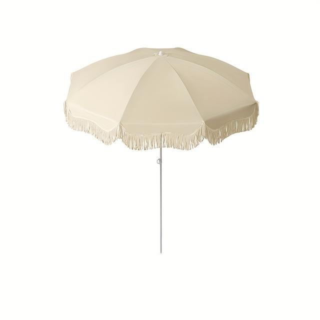 TEMU 1pc Solid Color Minimalist Outdoor Umbrella With 8-rib Canopy & Ribs - - Coating Suitable For, Balcony, Garden - Sun Shade Umbrellas