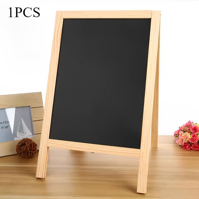 TEMU 1pc Rustic Wooden Blackboard - Double-sided Chalkboard-style Menu Board, Self-standing Portable Display Stand For Cafes, Restaurants, Offices & Home Use