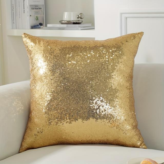 TEMU 1pc New Luxury Series Golden Glitter Decorative Sequins Satin Solid Cover Suitable For Wedding/christmas