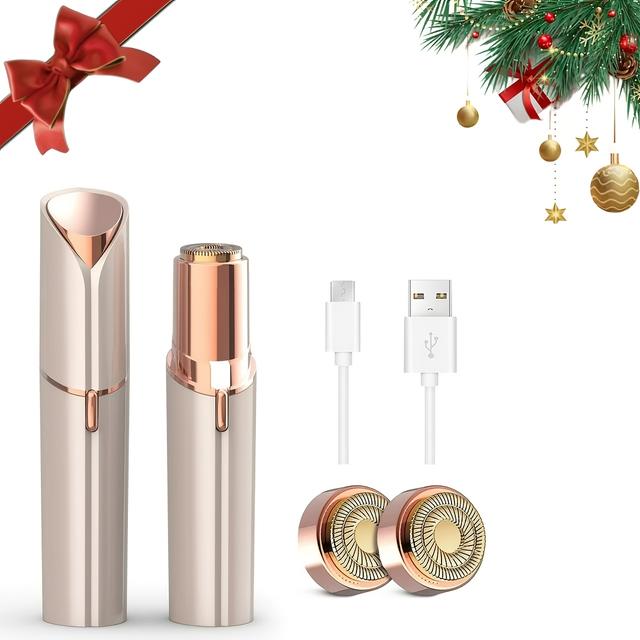 TEMU Facial Hair Remover For Women - Tv Painless Face Shaver - Electric Hair Removal Device For Face Lips With Light And 2 Replacement Heads
