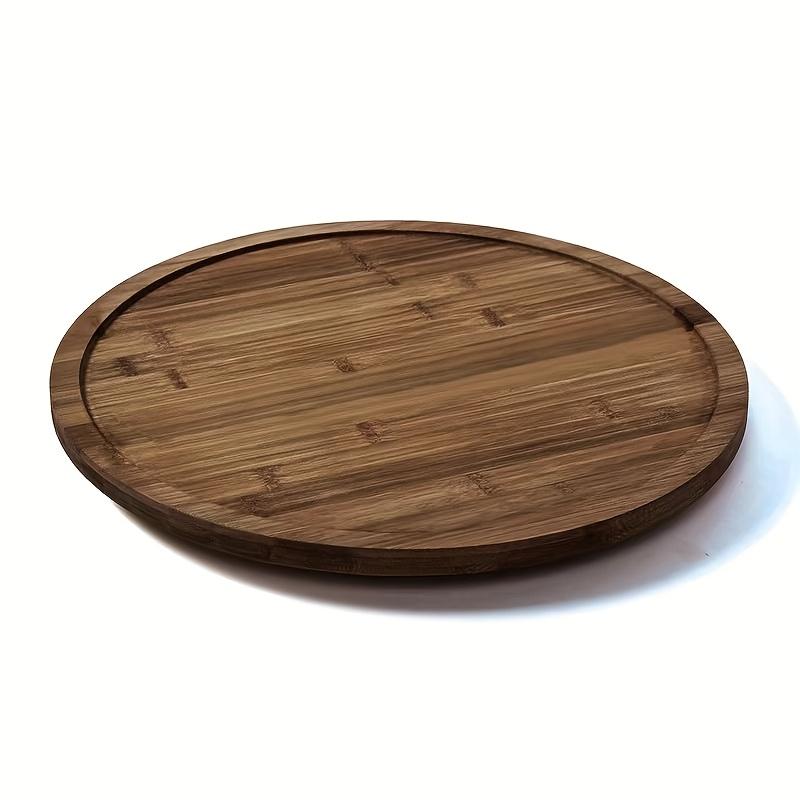 TEMU 1pc Bamboo Rotating Tray, Brown Bamboo Wooden Platter, Bamboo Lazy Susan Organizer For Kitchen, Cabinet, Table Or Pantry, Bathroom Trays