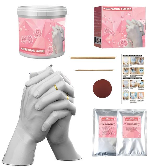 TEMU Kézműves Pár Kézfogás Öntőkészlet Formázással és Szobrászati Készlettel - Tökéletes Ajándék Női Esküvőkre, Évfordulókra, Anyák Napjára, Valentin . Anyag: Gipsz, Alginát