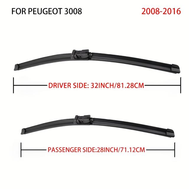 TEMU Car Wiper Front Wiper Blades 32"+28r" For 2008-2016 Fit Push Button Windscreen Wipers Auto Accessories