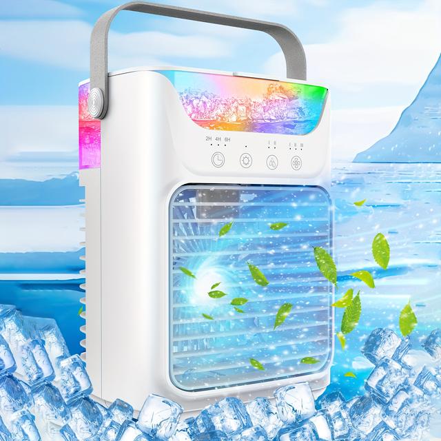 TEMU Sumucaen Portable Air Conditioner & Mini , 4-in-1 Cooling Fan With Humidifier, - Personal Air Cooler Suitable For Bedroom/car/home/camping, Compact Cooling System With Large Tank, 7-color Night