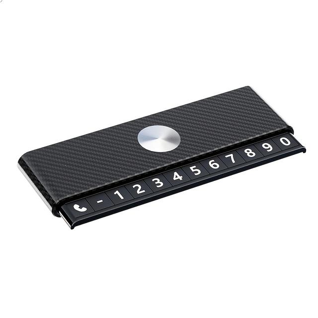TEMU لافتة وقوف سيارات مؤقتة جديدة متعددة الوظائف بنمط ألياف الكربون، رقم مزدوج مضيء مخفي للسيارة، بطاقة نقل مؤقتة، تصميم أنيق مناسب لمختلف المركبات