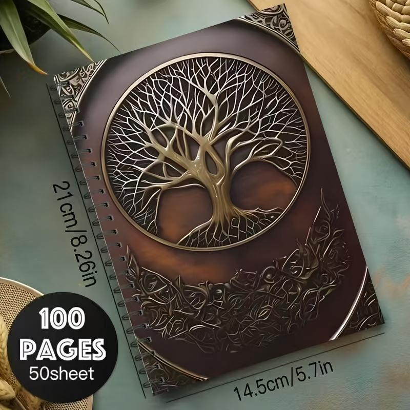TEMU 1pc Tree Of Life Notebook - Elegant Journal With Golden , 1pc Brown And Golden Cover, Suitable For Writing, Diary, College Notebook, School Notebook, Women's Notebook, Men's Notebook