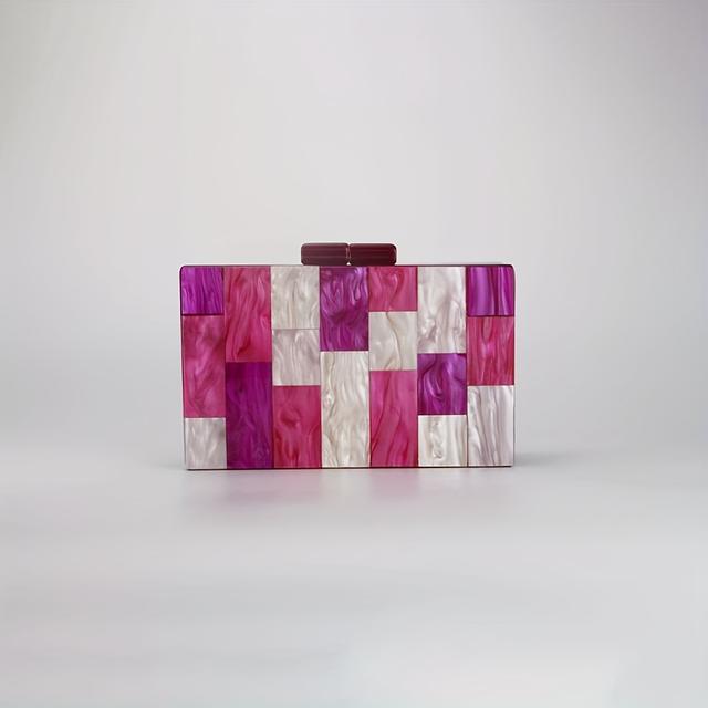 TEMU Bolso de Noche Acrílico con Bloques de Color para Mujer, Bandolera de Único para y Banquetes