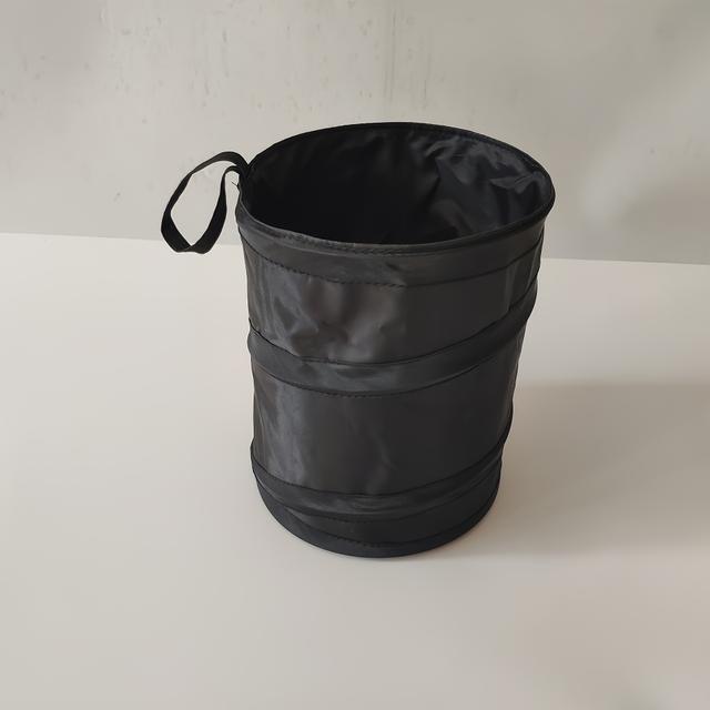 TEMU 1pc Leak-proof Foldable Car Trash Can- Compact& Durable Polyester Pop-up Garbage Bin With Hanging Design For Cars, Suvs, Trucks- Black, Portable Waste Basket, Trash Bag Holder
