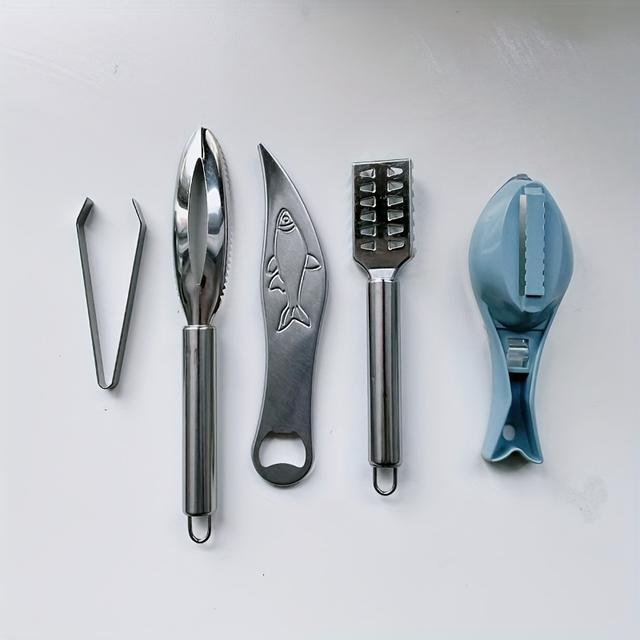 TEMU 5pcs Of Stainless Steel Skin Removal Brush Plastic Fish Scale Device Cleaning Tool (set Of 5)