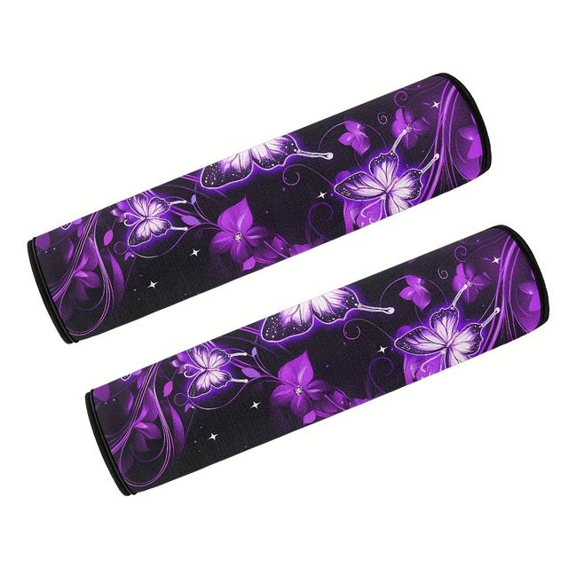 TEMU 2pcs Purple & Blue Print Wheelchair Armrest Pads, Decorative Wheelchair Armrest Protector