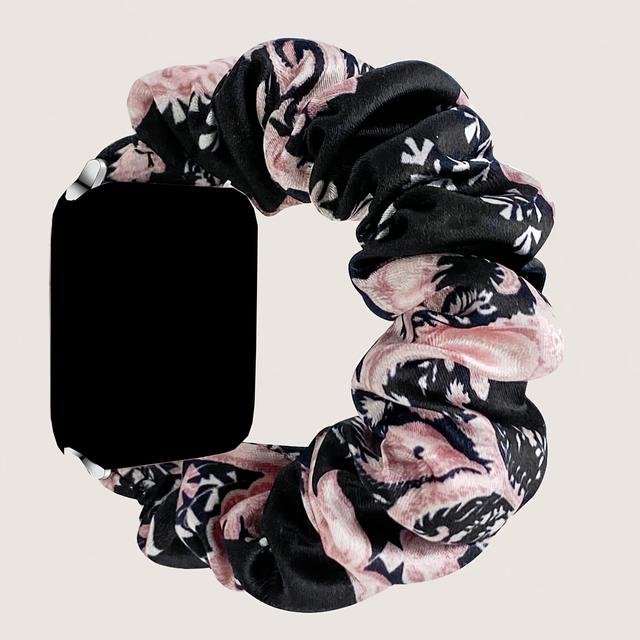 TEMU Printed Scrunchie Band For Women, Compatible With Iwatch Bands, Replacement Strap For Watch Series 10/9/8/7/6/5/4/3/2 Se Ultra 49mm