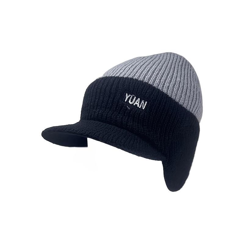 TEMU Men's Winter Thickened Knitted Hat With Fleece, Unisex Warm Blend Cap, Suitable For Outdoor Activities - In