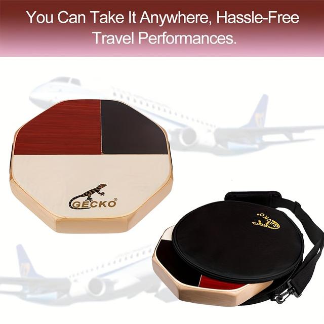 TEMU Tragbare Cajon Reisebox Trommel, Achtseitiges Handperkussionsinstrument mit Snare & Bongo Soundeffekten, Leicht zu lernen, Inklusive Tragetasche