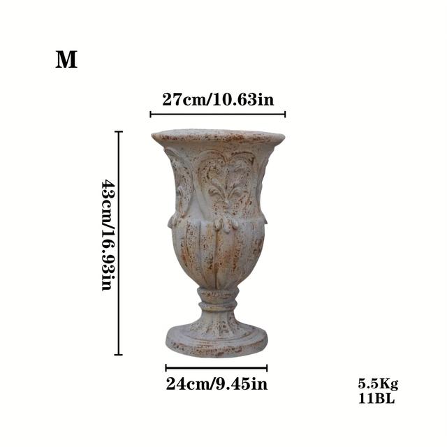 TEMU Jardinière Vintage Européenne Grande Taille, Décorative, Pot de Fleurs en MGO et Fibre, Trophée, Livraison Sécurisée par Enveloppe Mousse depuis Local