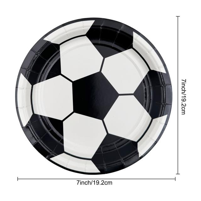 TEMU 7" (48 stuks) - Zwart-Witte Voetbal Ronde Dessertborden - Ideaal voor , Verjaardagen & Gameavonden, Voetbalborden voor Halloween, Kerstfeest & Feestartikelen Halloween & Kerst