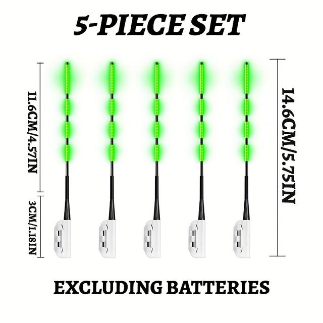 TEMU Fishing Bait Indicator, Bite Color Change, Fishing Rod Light, Sea Fishing, Tackle, Tail, 5pcs Set, Fishing Rod , Night Fishing Light, Fishing Glow Stick Alarm, Without Battery