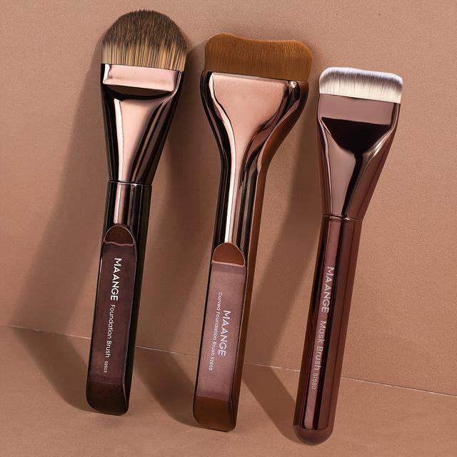 TEMU MAANGE 3 db professzionális sminkkészlet, alapozó ecset, pirosító ecset, arcbarát puha eszköz, könnyen szállítható utazókészlet, alapvető sminkeszköz, ajándék nőknek és lányoknak