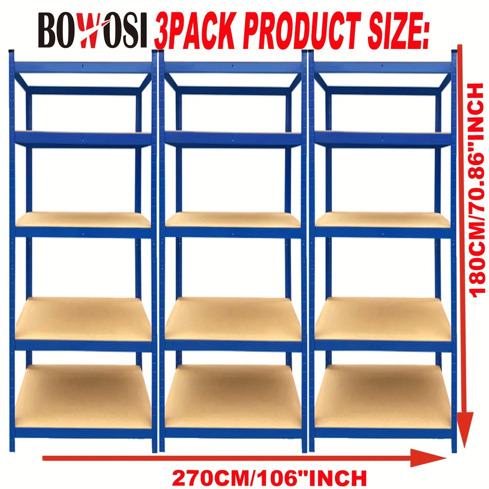 TEMU Set Of 3 Garage Shelving Units, 5-tier Heavy-duty Metal Shelves For Storage In Sheds, , And (blue, 90x40x180), Storage Racks