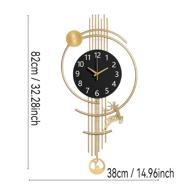 TEMU -mounted Decorative Clock - Elegant Metal Hanging , Silent Japanese Quartz Movement With Irregular Shape Digital Display For Nursery