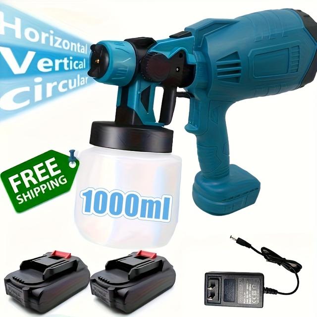 TEMU Bourvill 2-battery High-performance Cordless Paint Sprayer/1-battery Electric Drill/2-battery Handheld Electric Saw, With Long-, And Portable Design, 3 Sizes Of Power Tools Are For Customers