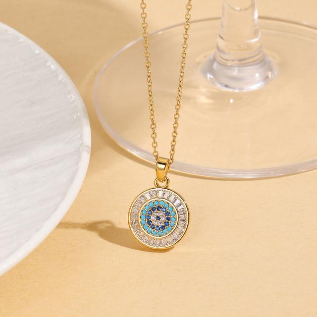 TEMU Colar com Pendente Azul- Elegante de Qualidade, Adornado com Zircónia, Perfeito para Uso Diário ou Como um Presente para , , Aniversários, Dia dos Namorados e Natal