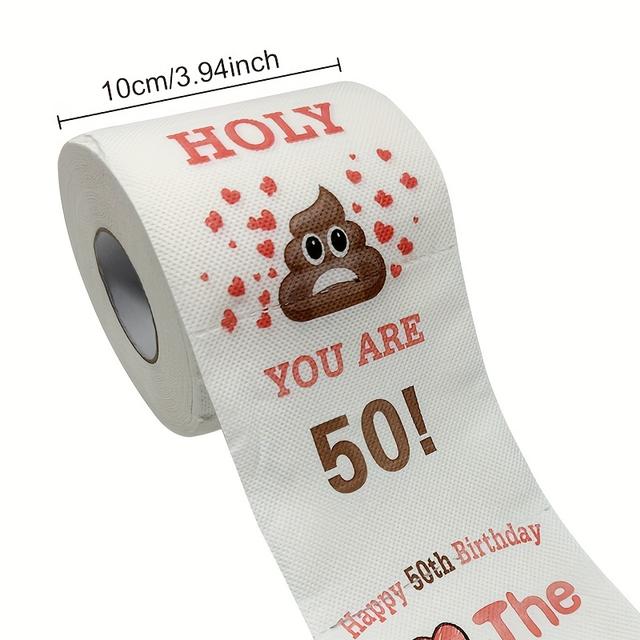 TEMU 1ks Toaletní Papír s Potiskem Andělského Výkalu, Dřevěný Materiál, Nepřetržitá Role s Více Skladeb, Humorná Dekorace Koupelny pro Domácí Použití