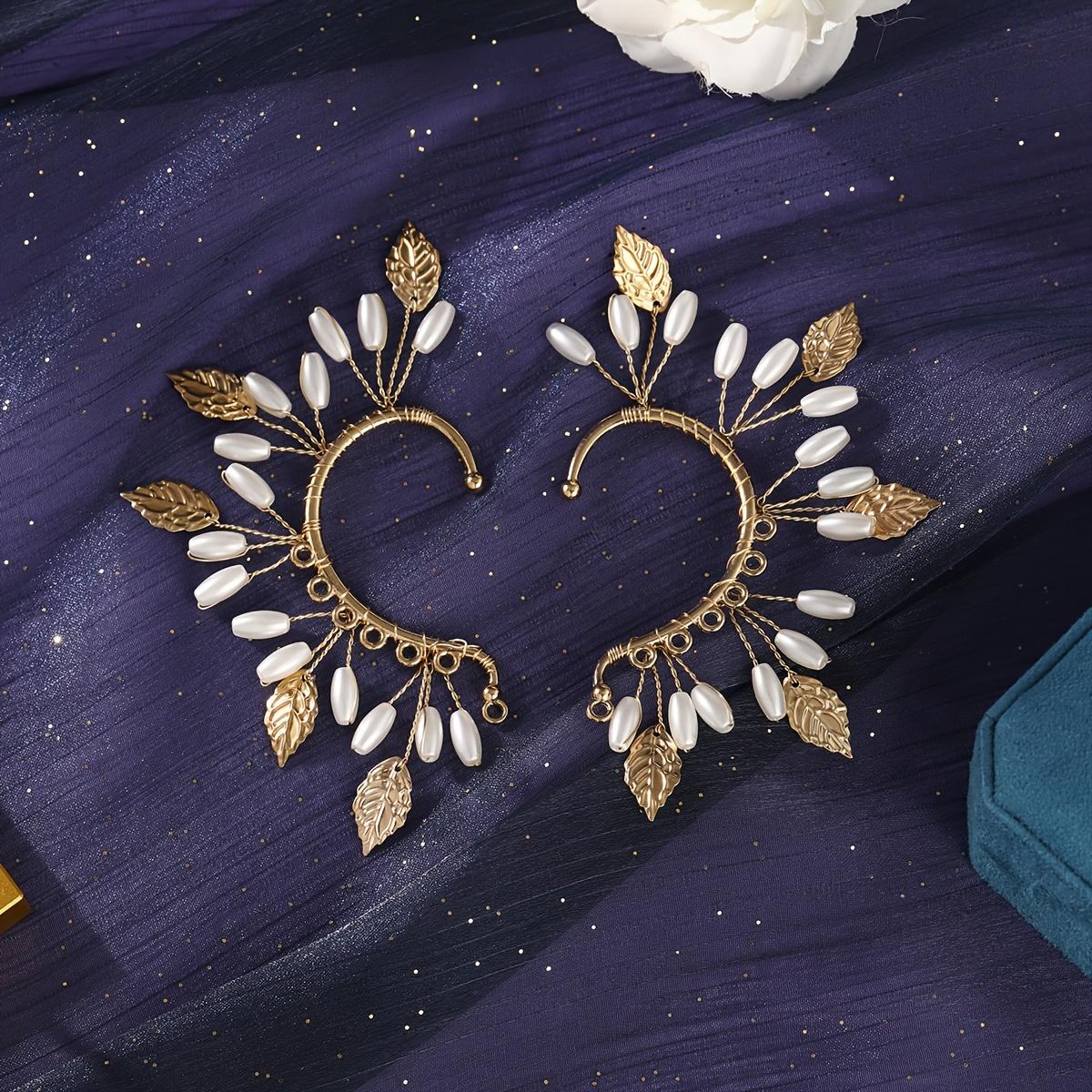 TEMU 2 piezas/juego de gancho de oreja a , simétrico izquierda-derecha, hoja de moda, accesorio de para banquetes y fiestas, combinación diaria