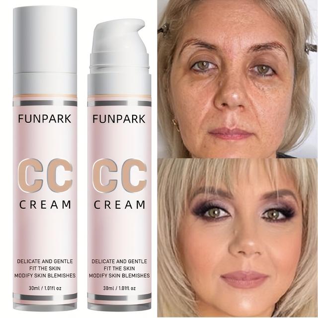 TEMU Funpark Cc Cream Liquid Foundation - Lightweight, Easy To Apply, Evens Tone & Discrepanzeeles, , Long-lasting Coverage For Types, Makeup For Wear