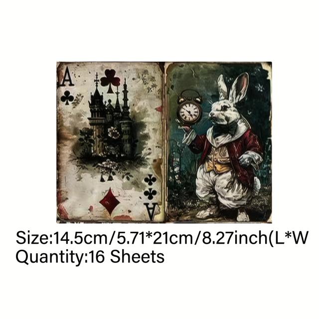 TEMU Vigus 16 Sheets Mysterious Girl Animal Description Junk Journal Scrapbook Diary A5 Size Craft Paper