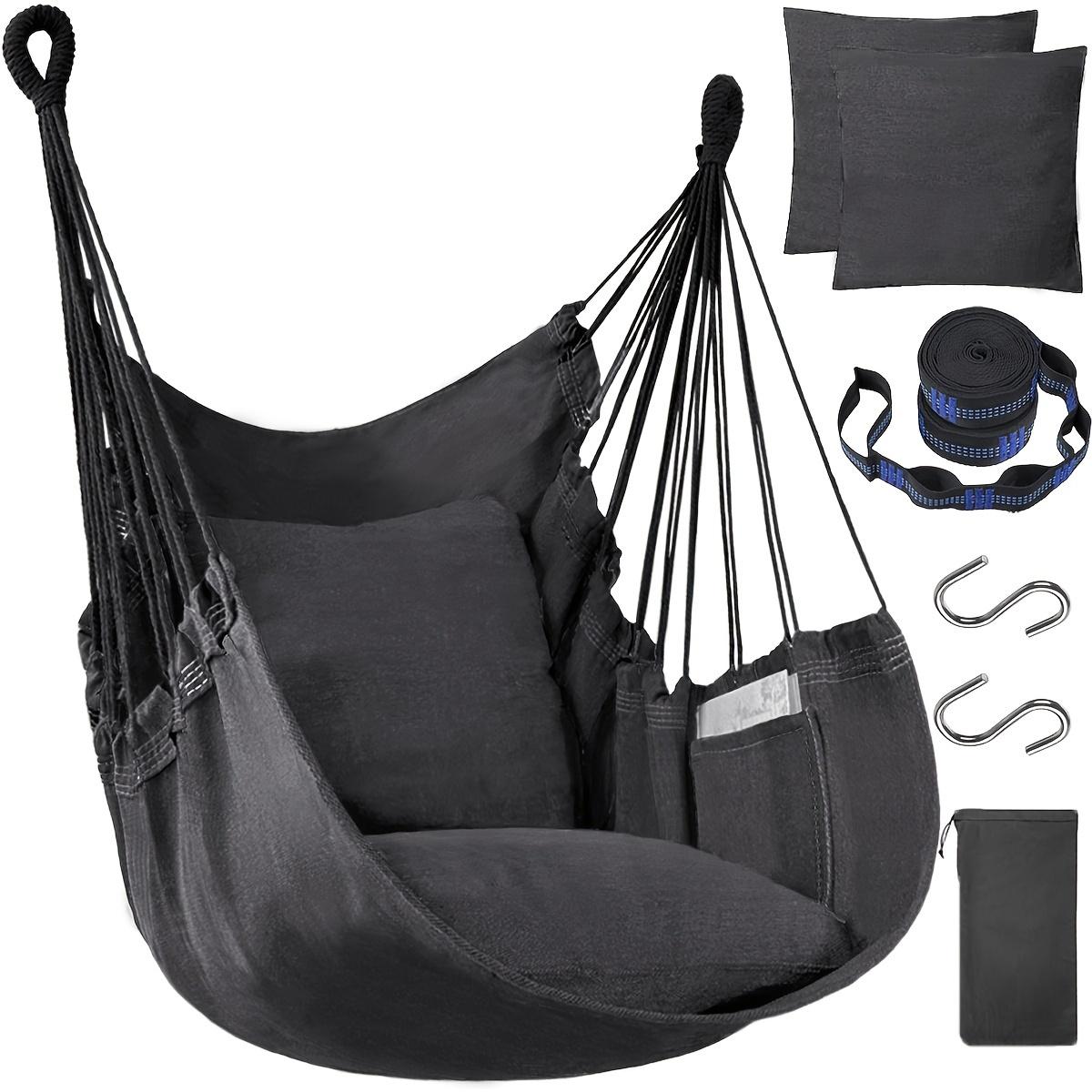 TEMU Hammock Chair Hanging Hammock Chair Rope Swing 2 Cushions Included Sturdy And Durable Soft Cotton Hammock Swing For Porch Outdoor
