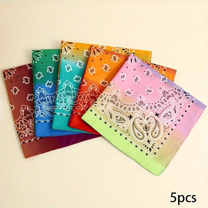 TEMU 5-pack/10-pack 20.9-inch Printed Square Scarf, Hip-hop Style Tie-dye Paisley Headscarf, Multifunctional Unisex Head Wrap For Outdoor Activities, Hiking, And Cycling Additions