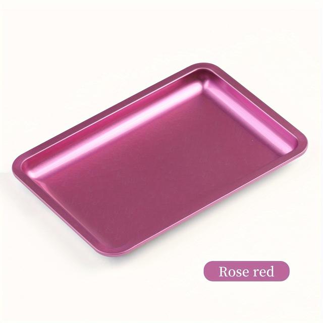 TEMU Misscheering Stainless Steel Manicure & Nail Art Storage Tray - Pink, With Tweezers, Clippers, Brushes & Pens Container For Professional Salon Use