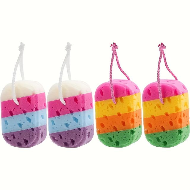 TEMU 4pcs Reusable Four- Sponge, Exfoliating Bath Sponge - High Quality Bathroom Tool Suitable For Shower, Bathing