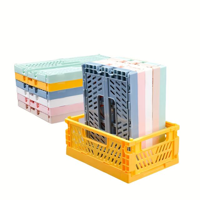 TEMU 12-Pack Cestas de Almacenamiento, Cajas Organizadoras de Plástico con Cierre de Clip, Papelera Plegable para Dormitorio, Aula, Decoración de Oficina - 5.8 x 3.8 x 2.2 Pulgadas