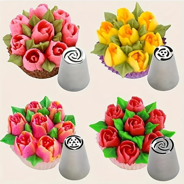 TEMU 4 Stück -Prägedüsen, industrielle Kuchendekoration Werkzeuge, nicht-, für , Kekse, , - & Konditoreibedarf