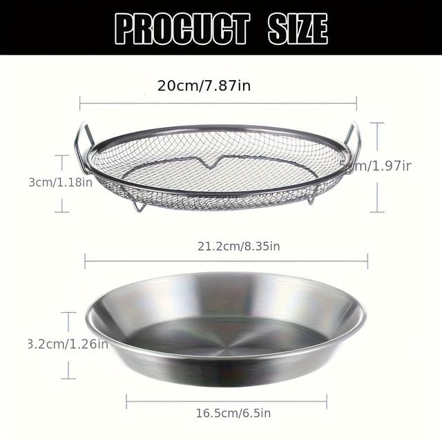 TEMU Stainless Steel Frying Oil Draining Rack And Tray, Frying Oil Draining Rack Wire Mesh - Oil-fried Food Strainer For Washing Vegetables - Reusable Round Wire Basket
