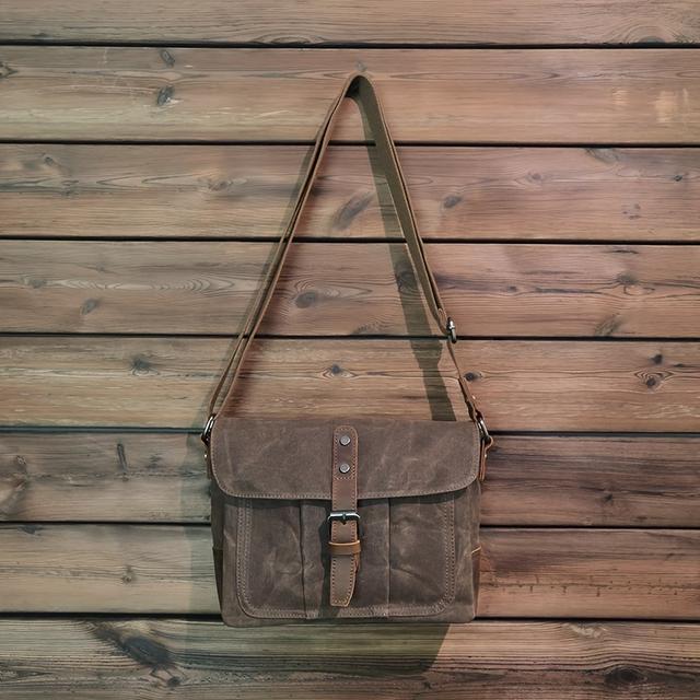 TEMU Retro Öl-Leinwand Einzelschultertasche für Herren, Lässige Outdoor Umhängetasche